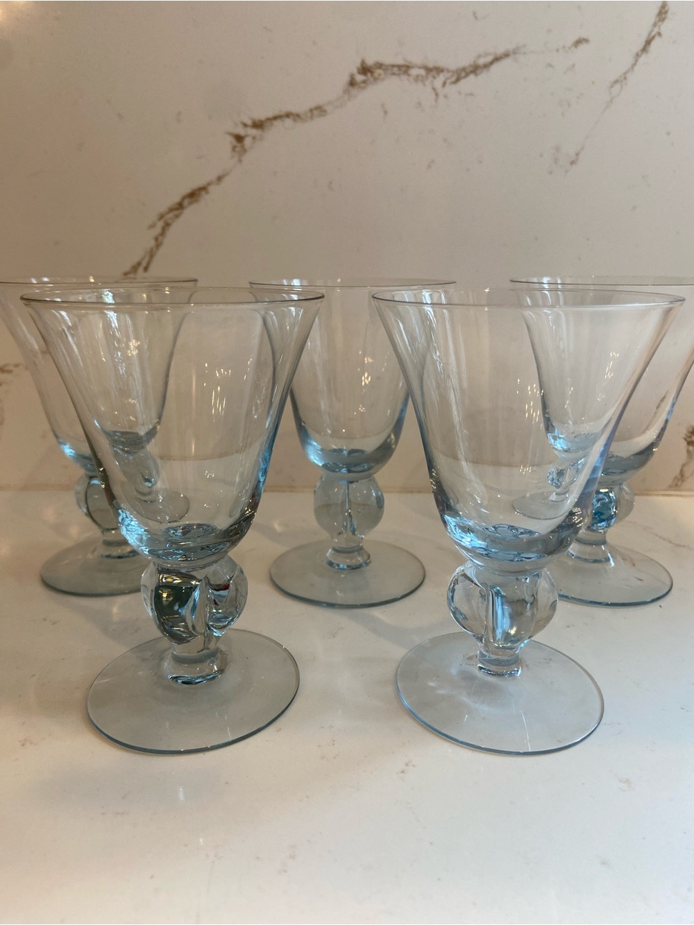 (5) Vintage Blue Swedish Glasses  GULLI INGRID Sherbet Champagne Cups 4 1/4"